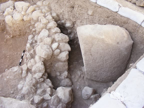 Archaeologists think this standing stone, which is worked on all of its sides, is evidence of cultic activity in the Chalcolithic period.