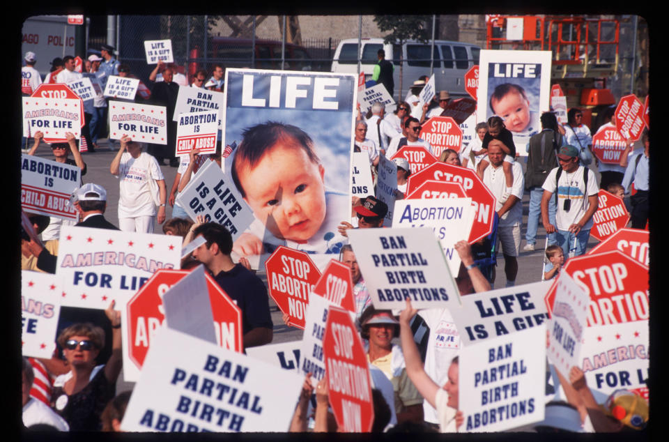 A 1996 protest in Chicago, Illinois during the Democratic National Convention.&nbsp;&nbsp;