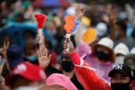 Pro-democracy protesters attend a mass rally in Bangkok