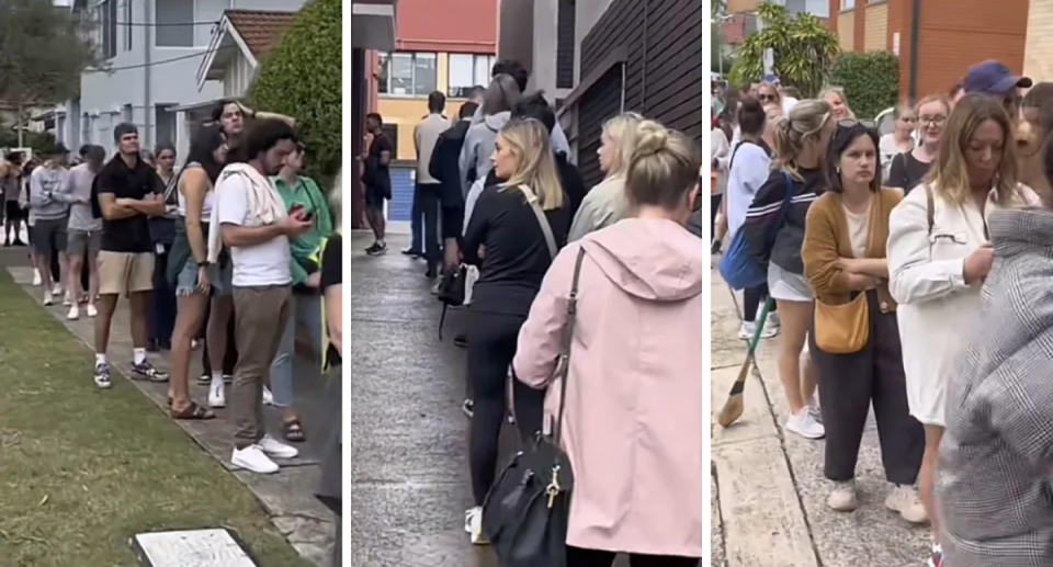 Queues of people at rental property inspection