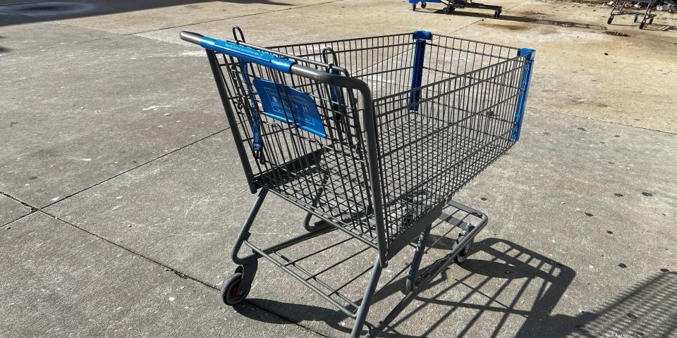 A Walmart shopping cart