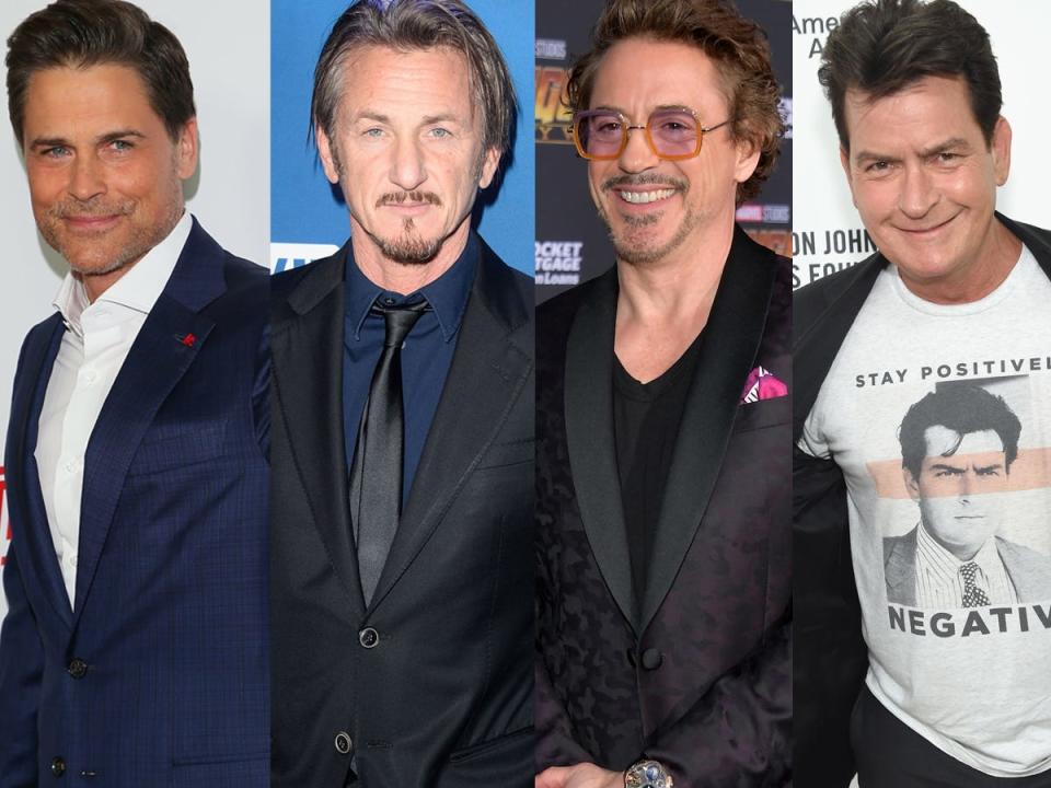 Rob Lowe, Sean Penn, Robert Downey Jr, and Charlie Sheen