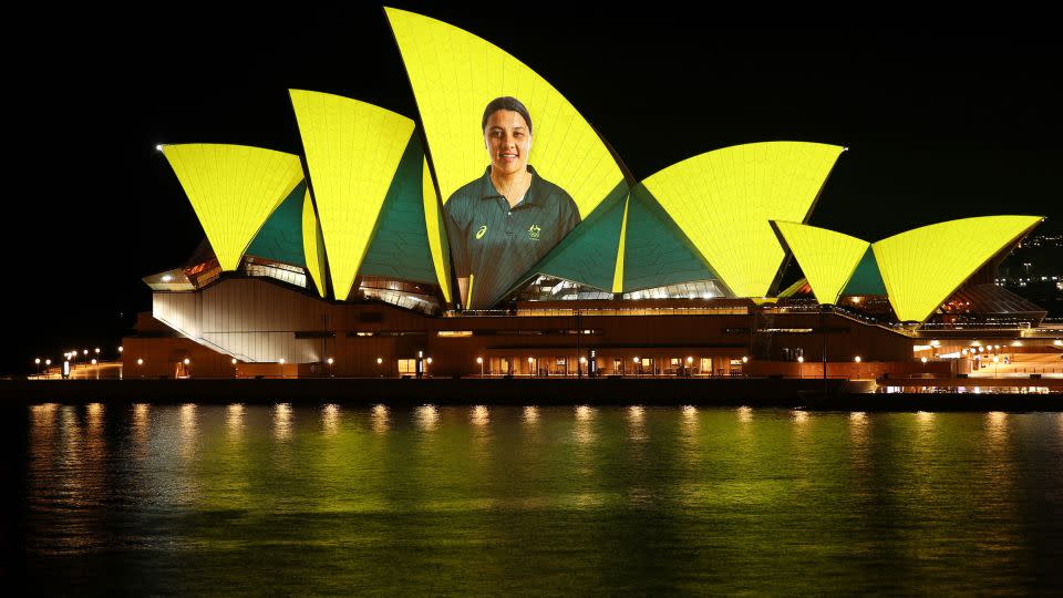 Kerr is projected onto the Sydney Opera House after the 2020 Olympic Games. - Don Arnold/Getty Images