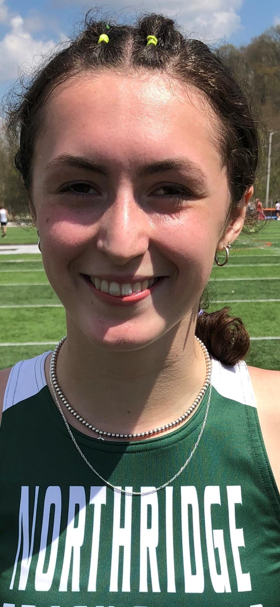 Northridge senior Colette Patti won the 100 in :12.46 on Saturday at Heath's Hank Smith Invitational, also taking second in the 200 and running on a pair of second-place relays.