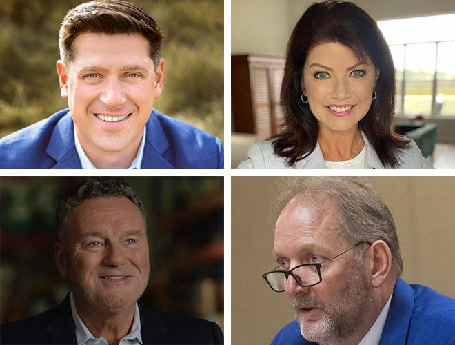 Republican candidates for governor. Top: Kevin Nicholson, left, Rebecca Kleefisch, right. Bottom: Tim Michels, left, Tim Ramthun, right.