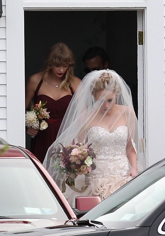 Taylor Swift raised eyebrows with her speech at best friend Abigail Anderson's wedding on Saturday in Massachusetts. Source: Backgrid