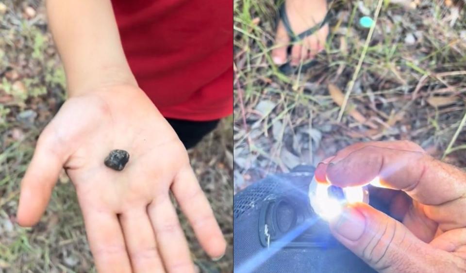 澳洲一名7歲男童在家門口玩耍，意外找到珍貴的藍寶石。（翻攝自TikTok Matt Betteridge）