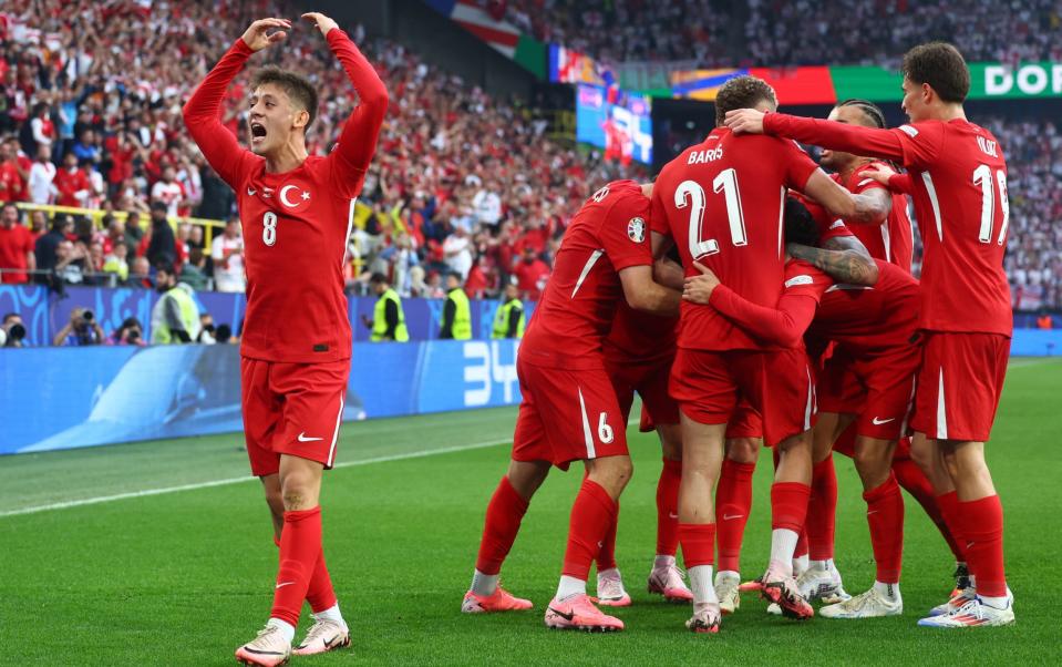 Turkey celebrate the opening goal