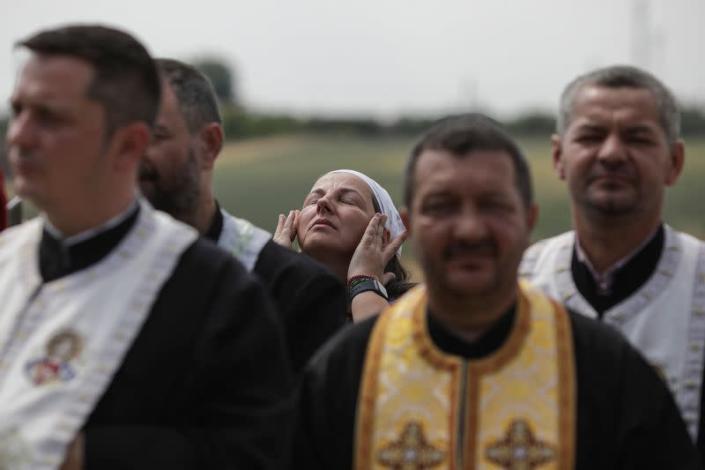A Romanian Orthodox monastery in Romania holds a church service praying for rain to end the drought