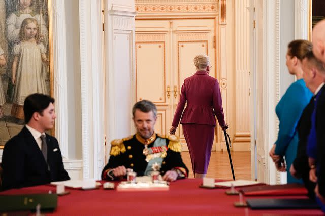 <p>MADS CLAUS RASMUSSEN/Ritzau Scanpix/AFP via Getty </p> King Frederik and Queen Margrethe after her abdication on Jan. 14, 2024