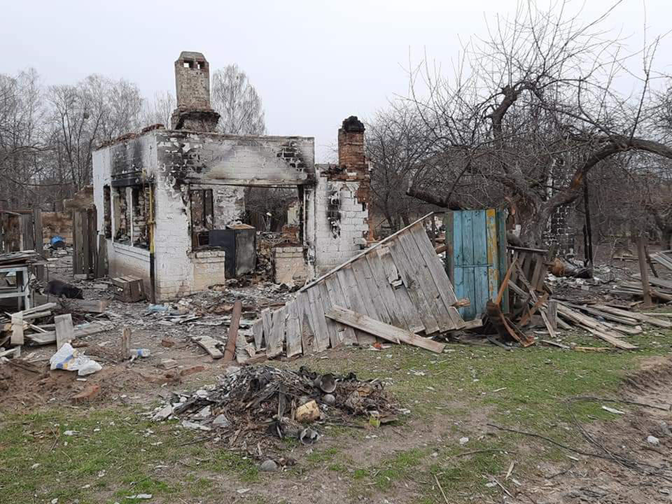 The Russian soldiers left the town in ruins. Many of the Ukrainian occupants did not have a home to come back to. (Courtesy Tetyana Diohtyar)