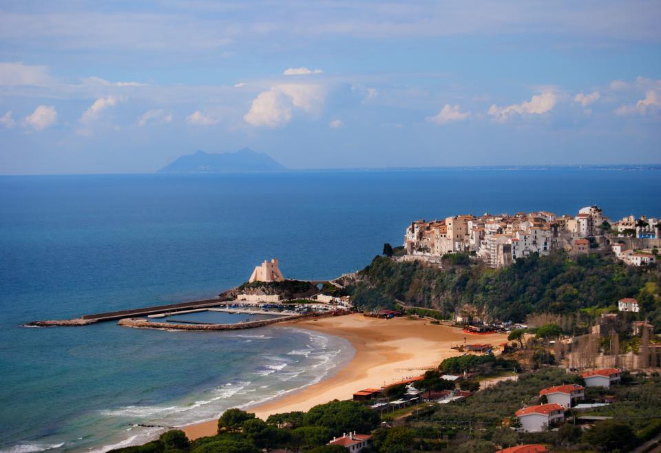 Sperlonga is a small beach town between Rome and Naples. Its beach is Blue Flag status, meaning the water is noted for its clarity and cleanliness. In fact, the beach is so wonderful that sometimes all else is overlooked. Sperlonga, like many Italian hill towns, has an Old Town, the Centro Storico. The Centro Storico is on a cliff and dates back to medieval times. Its white buildings, punctuated with bright pink bougainvillea, are redolent of a Greek fishing village. It’s definitely worth a stroll and is a perfect spot to have an aperitivo as you wait for the bus to the train station.