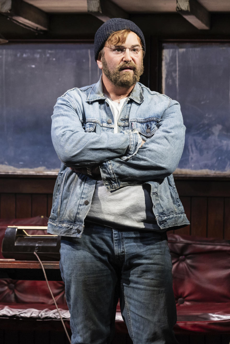 This image provided by Matthew Murphy shows Alex Brightman in a scene from the play "The Shark is Broken." (Matthew Murphy via AP)