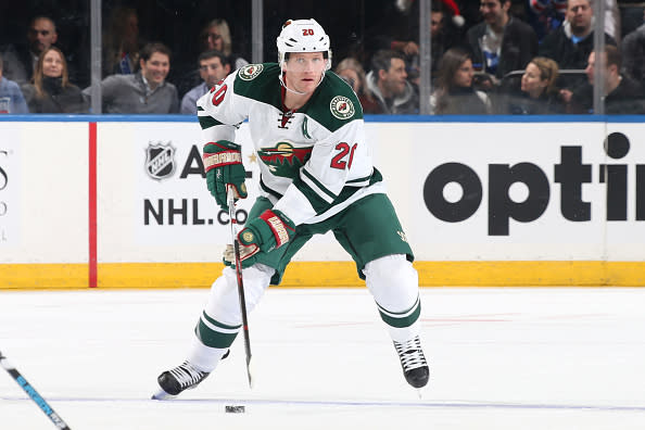 NEW YORK, NY - DECEMBER 23: Ryan Suter #20 of the Minnesota Wild skates with the puck against the New York Rangers at Madison Square Garden on December 23, 2016 in New York City. The Minnesota Wild won 7-4. (Photo by Jared Silber/NHLI via Getty Images)