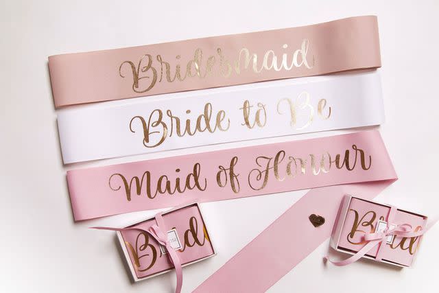 Just Married Sash - Choose Your Colour - High Quality Ribbon with Glitter Holographic Lettering