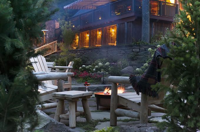 A cosy fire pit on the patio. Photo: Deer Mountain Inn