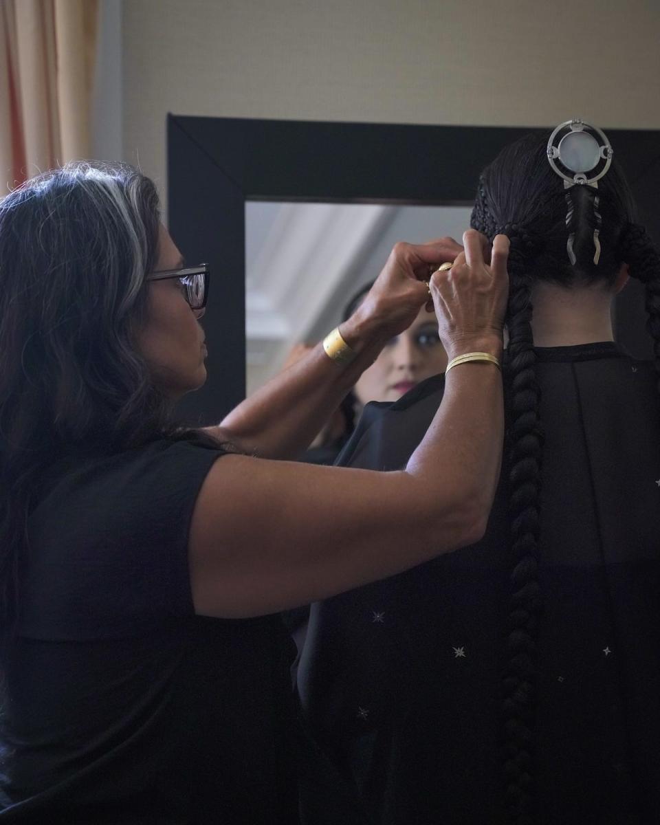 Lily Gladstone getting ready for Met Gala.