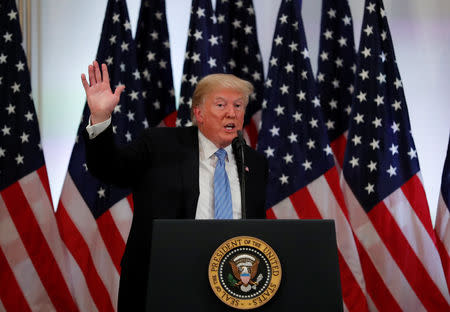 El presidente de Estados Unidos, Donald Trump, participa en una conferencia de prensa en el marco de la sesión de la Asamblea General de Naciones Unidas en Nueva York, Estados Unidos, 26 de septiembre del 2018. REUTERS/Carlos Barria