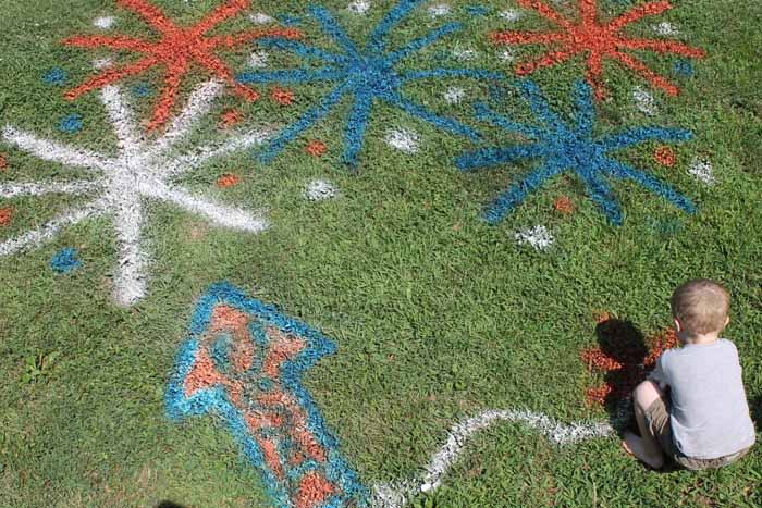 <p>Make sure your guests don't accidentally drive past your home with the help of some red, white, and blue chalk spray paint for your lawn. </p><p><strong><em>Get the tutorial from <a href="https://www.thecountrychiccottage.net/chalk-spray-paint/" rel="nofollow noopener" target="_blank" data-ylk="slk:A Country Chic Cottage;elm:context_link;itc:0;sec:content-canvas" class="link ">A Country Chic Cottage</a>. </em></strong></p>