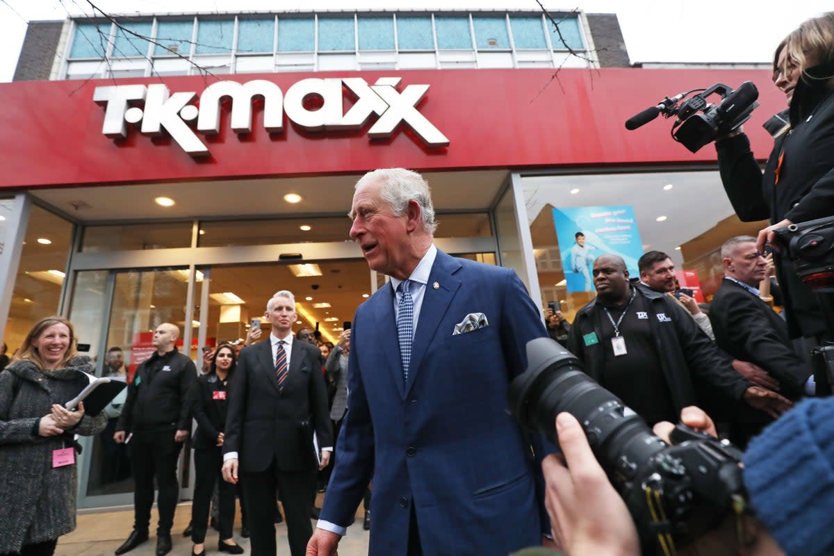 The Prince of Wales leaves a TK Maxx store on Tooting High Street, London, after meeting with employees who are Prince’s Trust alumni at the store. (PA Archive)