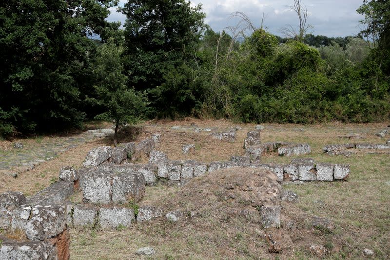 View shows the remains of the ancient Roman city of Falerii Novi near Rome