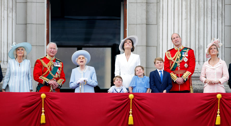 <p>The Royal Family share in the nation's celebration of the Queen's Platinum Jubilee. (Getty)</p> 