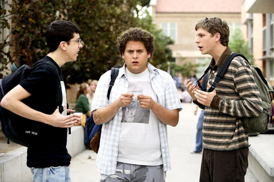 Christopher Mintz-Plasse, Jonah Hill and Michael Cera in Superbad