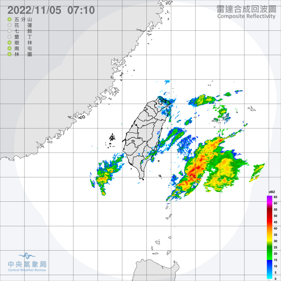 大台北、東半部有局部雨的機率。（圖／中央氣象局） 