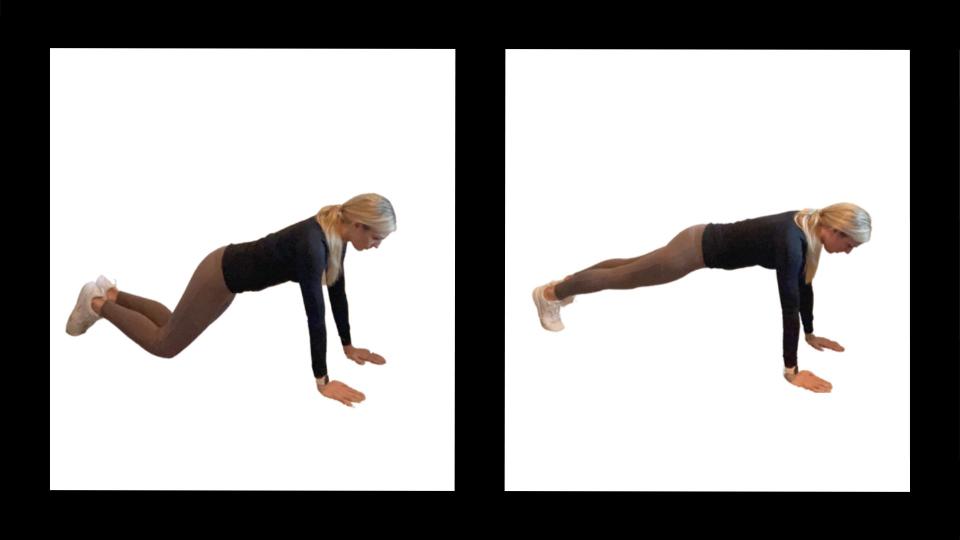 Personal trainer Amanda Place demonstrating two variations of the plank