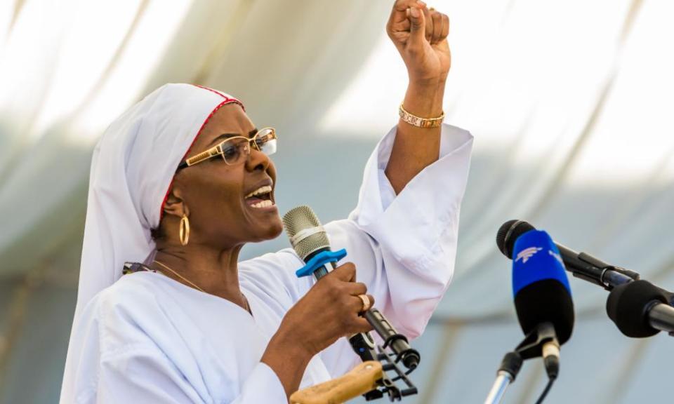 Grace Mugabe addresses Zimbabwean worshippers and congregants at a rally in Harare earlier in November.