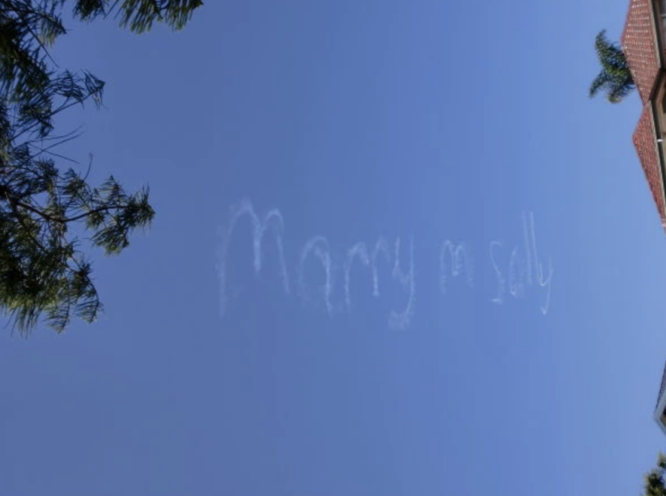 "Marry m Sally" written in the sky