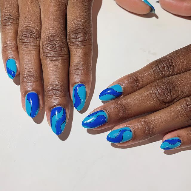 3) Abstract Blue Nail Designs