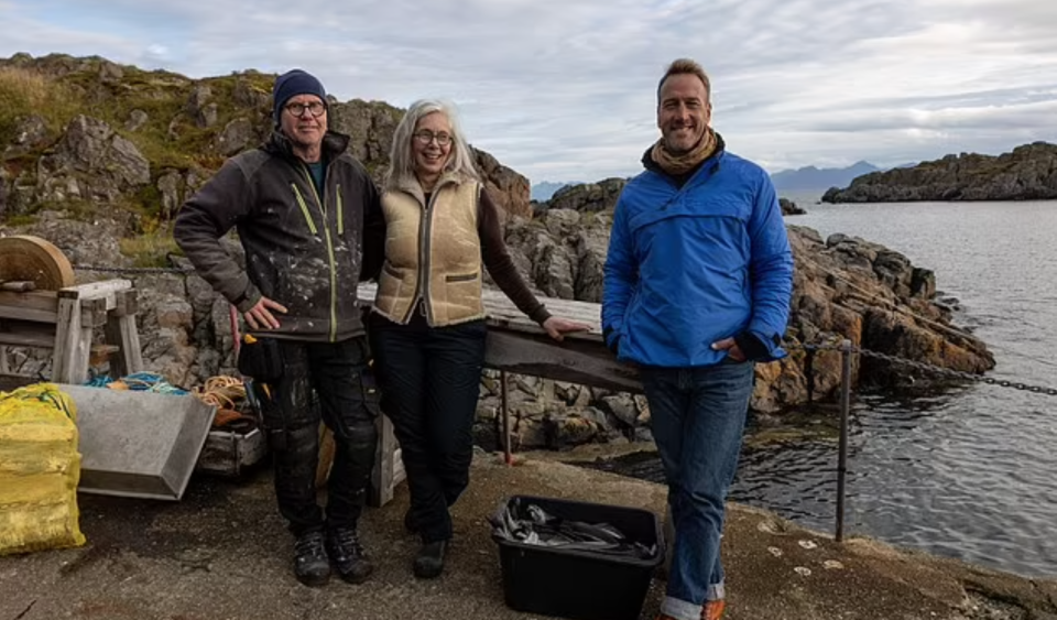 Elena and Frode introduce Ben Fogle to life on the island. (Geraint Warrington/Channel 5)