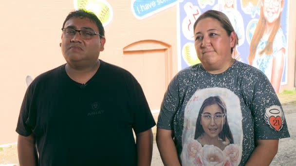 PHOTO: Jerry and Veronica Mata are shown during an interview with ABC News. They are the parents of Tess Mata, 10, who was killed in the Uvalde shooting. (ABC News)