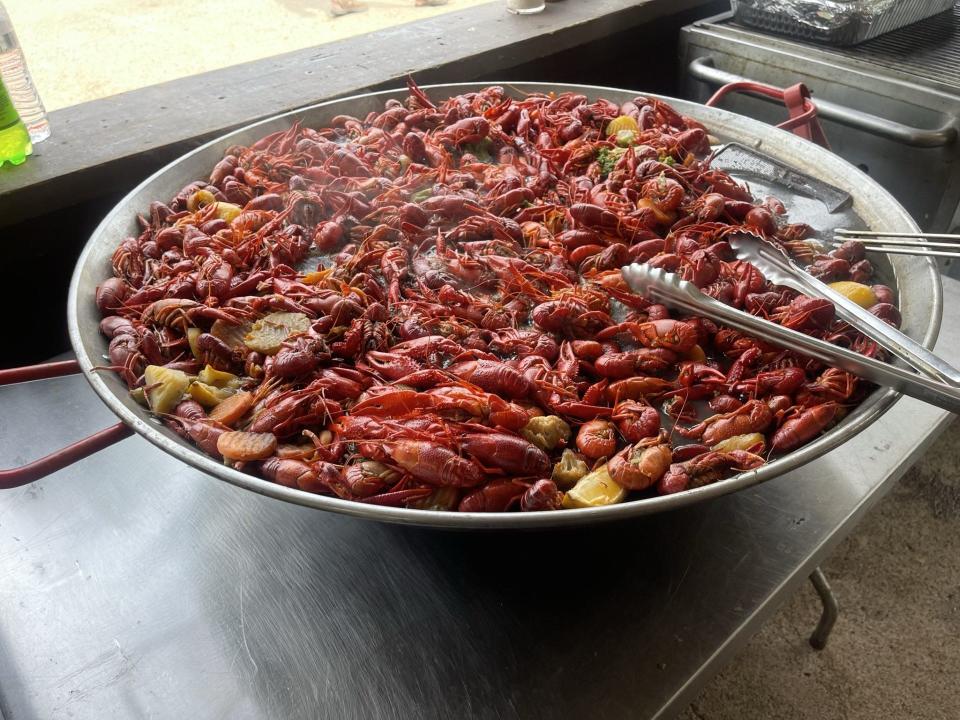 Big G’s Food Service, located on the east side of Kiddieland, is making seafood bigger and better with this new boiled crawfish dish, mixed with corn and vegetables.