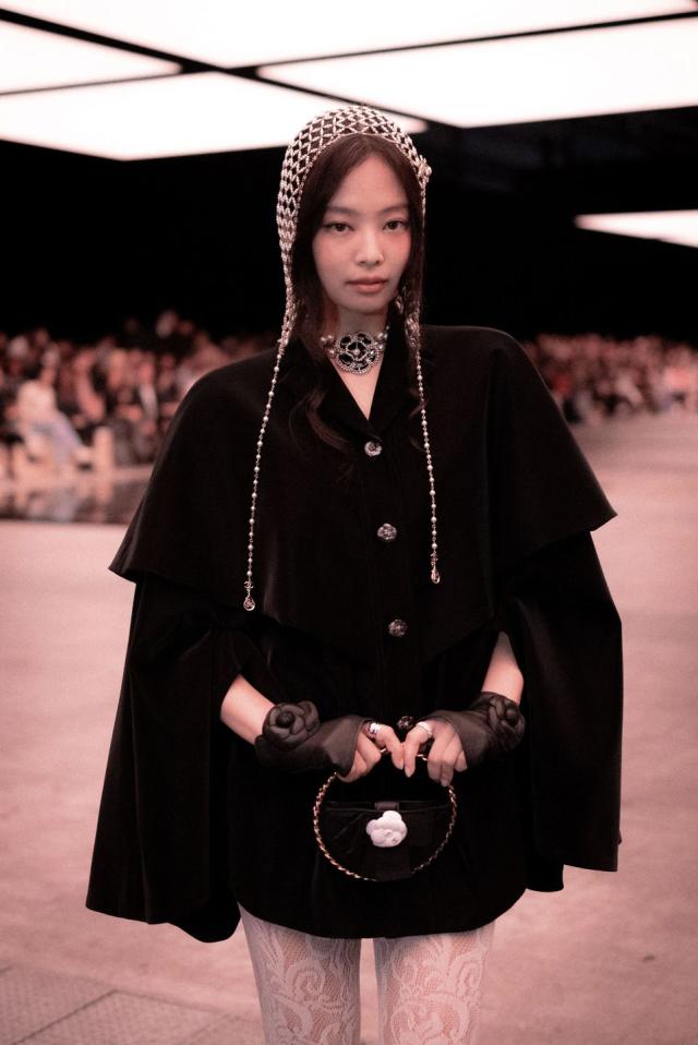 Blackpink's Jennie Has a Goddess Moment in a Cape Coat at Chanel's