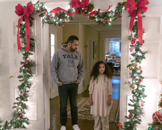 Kal Penn as Simon Choksi and Rupali Redd as Grace in "The Santa Clauses" on Disney+<p>Disney/James Clark</p>