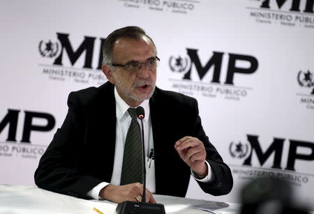 FILE PHOTO: Commissioner of the International Commission Against Impunity in Guatemala (CICIG) Ivan Velasquez speaks during a news conference at the Public Ministry office in Guatemala City, May 8, 2015. REUTERS/Jorge Dan Lopez