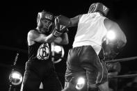 <p>Robert Henschel, left, defends against a punch thrown by Steve Konikoff during the Brooklyn Smoker outside Gargiulo’s Italian restaurant in Coney Island, Brooklyn, on Aug. 24, 2017. (Photo: Gordon Donovan/Yahoo News) </p>