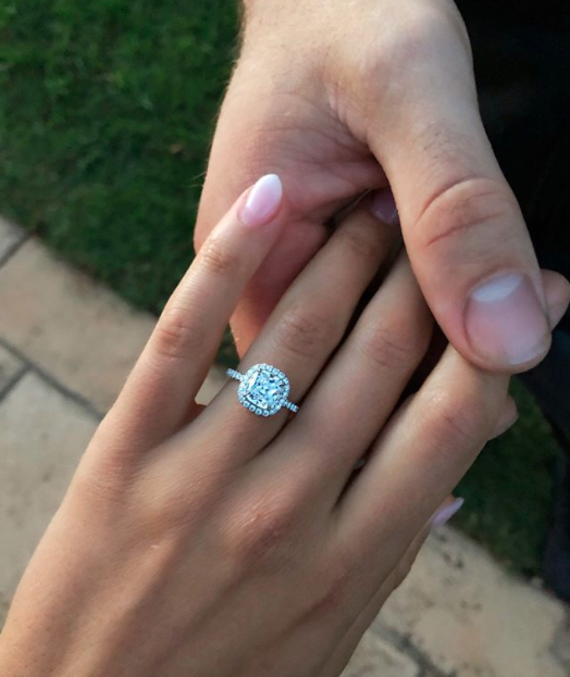 She showed off her massive sparkling engagement ring. Photo: Instagram/Kayla Itsines