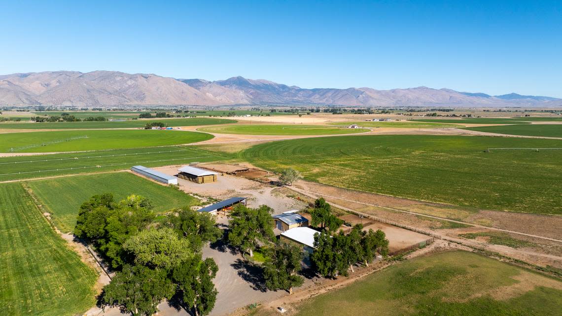 The ranch, with a 4,200-square-foot main residence, spans 185 acres in Smith Valley, Nevada.