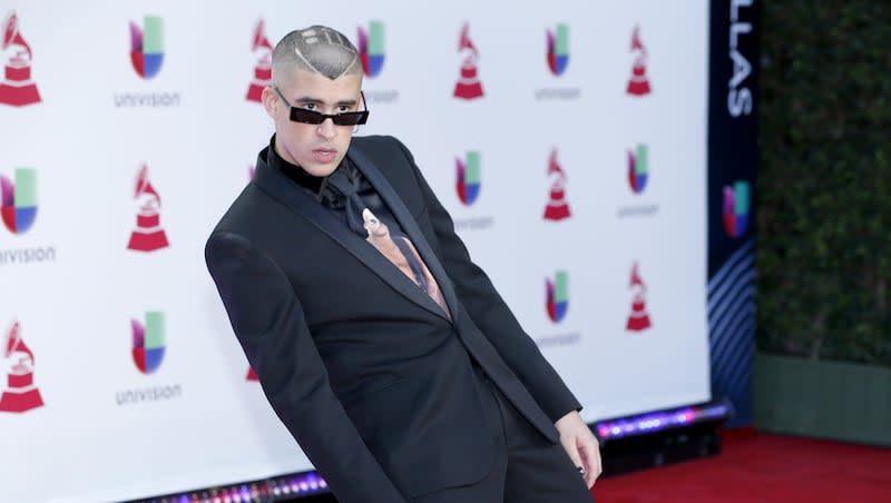 Bad Bunny dropped a federal suit Thursday he had filed against a man accused of uploading bootlegged videos from his Salt Lake show.. Here, he arrives at the Latin Grammy Awards on Nov. 15, 2018, at the MGM Grand Garden Arena in Las Vegas.