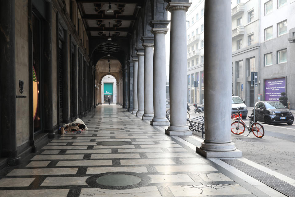 Cotrso Matteotti in the city centre is seen empty.