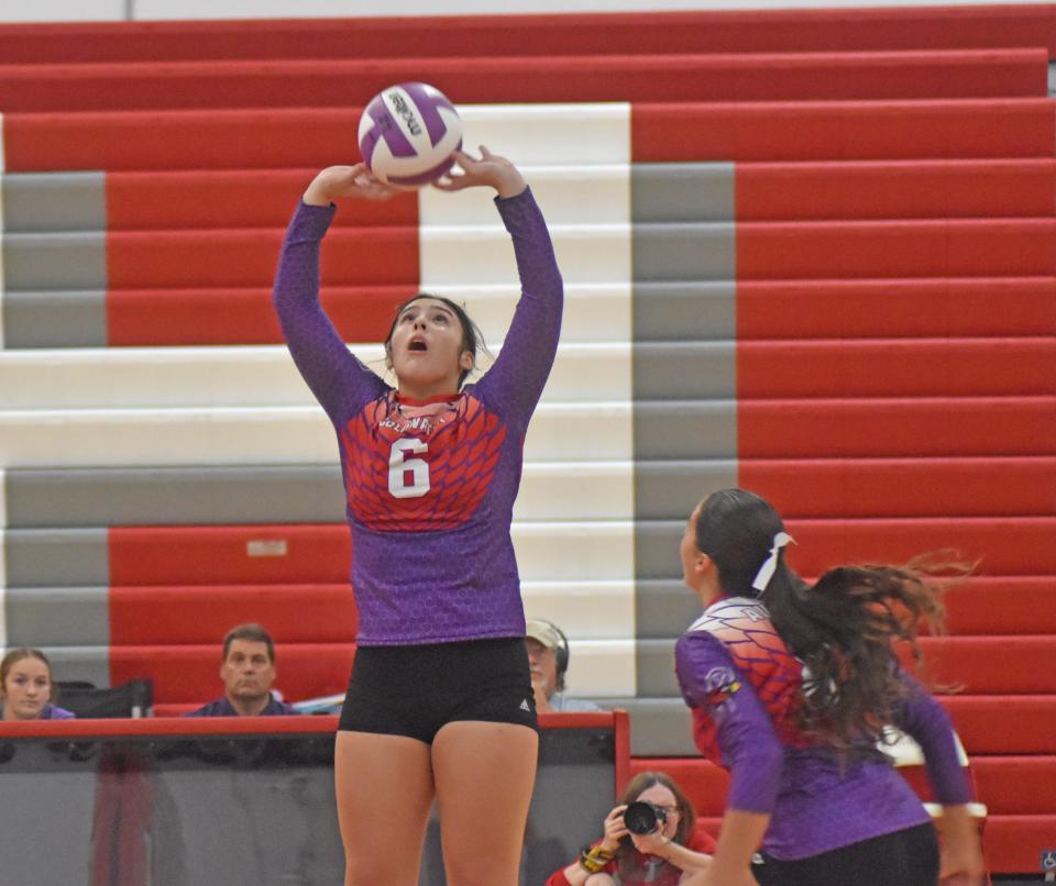 Elli Foley helped lead the Cardinals to a big sweep over Pennfield Wednesday night