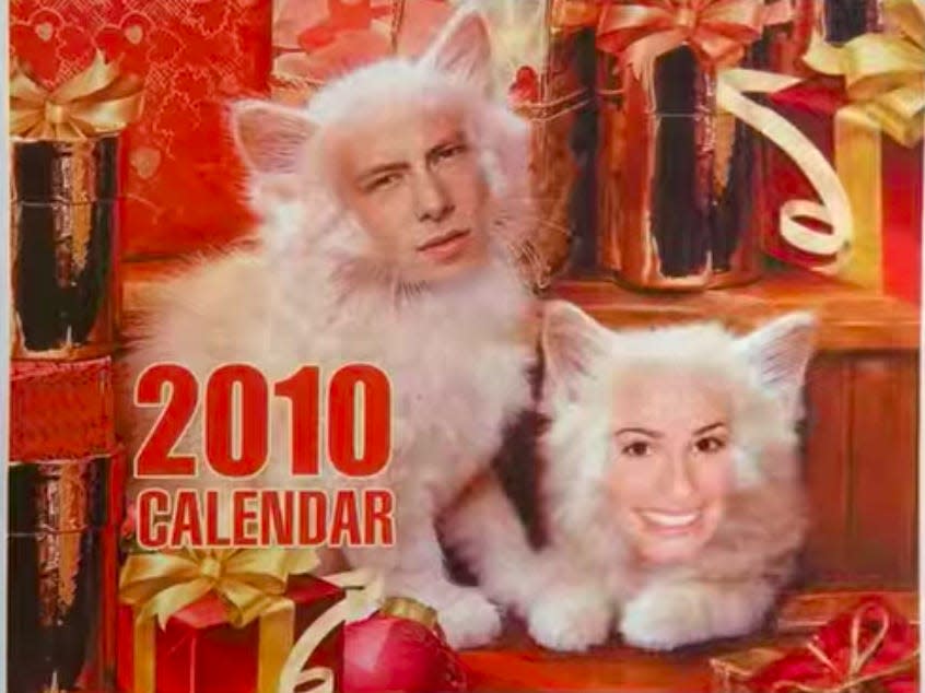 Rachel and Finn in a 2010 calendar.