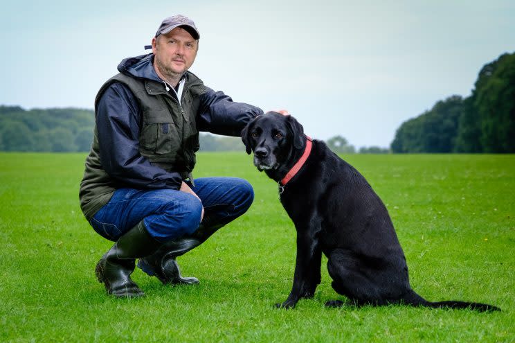 A lucky labrador made a miraculous recovery after a tumour the size of a rugby ball was removed from his chest