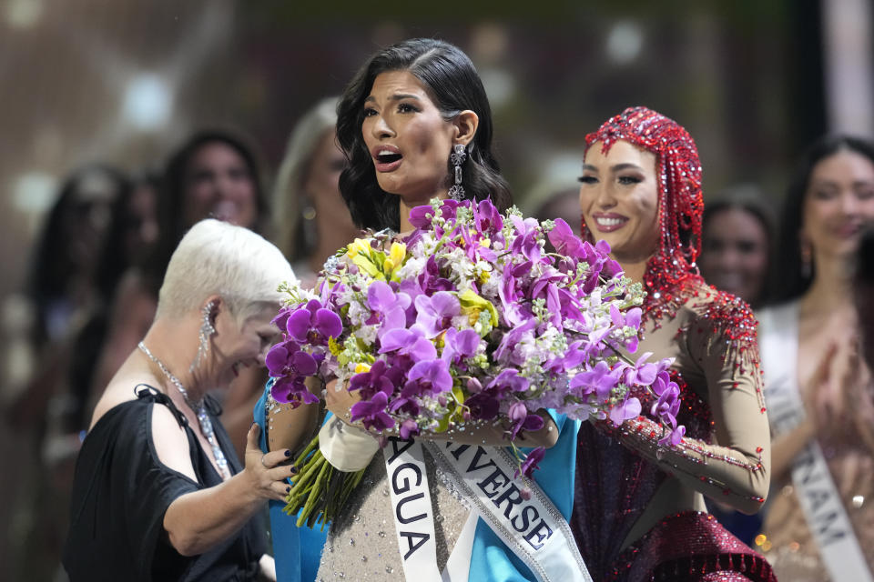 Miss Nicaragua, Sheynnis Palacios, smiles after being named Miss Universe at the 72nd Miss Universe Beauty Pageant in San Salvador, El Salvador, Saturday, Nov. 18, 2023. (AP Photo/Moises Castillo)