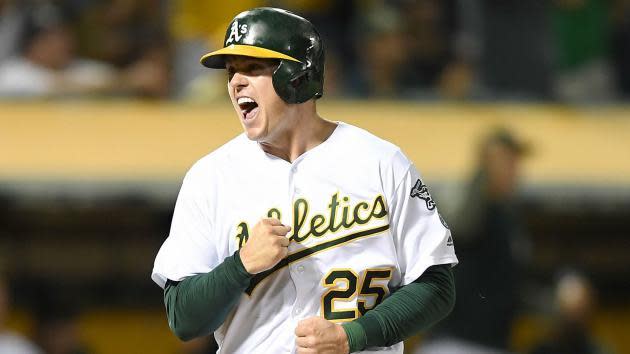 Athletics trade slugger Ryon Healy to Mariners in three-player trade. (AP)