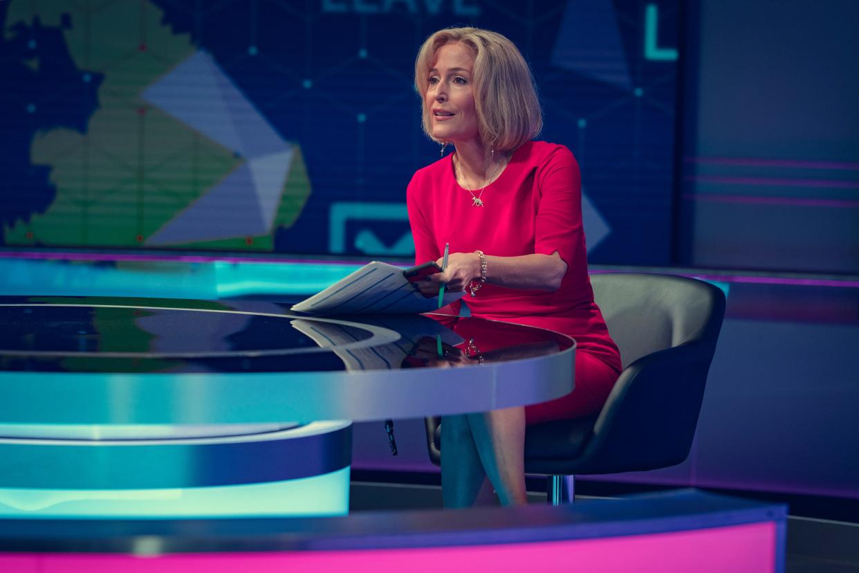 Gillian Anderson plays BBC interviewer Emily Maitlis in "Scoop," a new Netflix movie based on the book by BBC producer Sam McAlister, which tells the story of how the network landed its blockbuster interview with Prince Andrew.