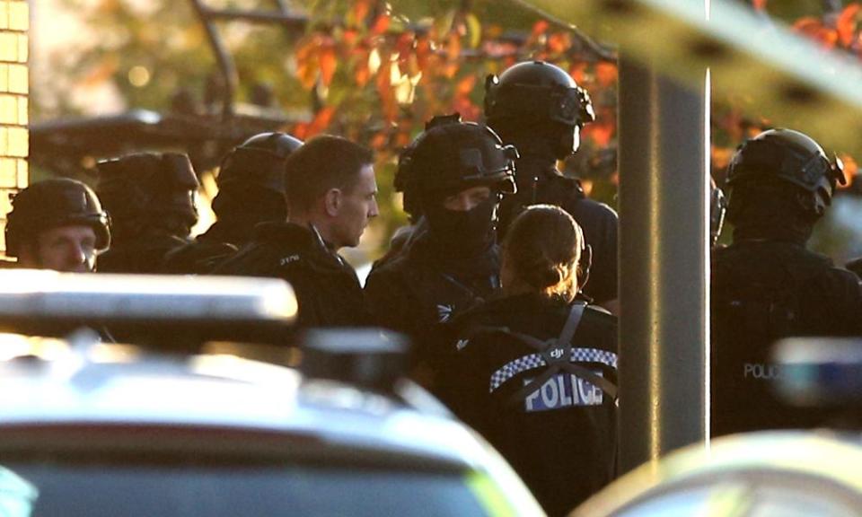 Armed police at the scene in Bermuda Park, Nuneaton.